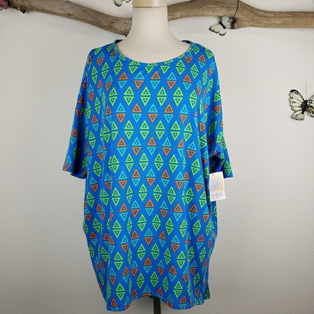 Lularoe irma blue with geometric print